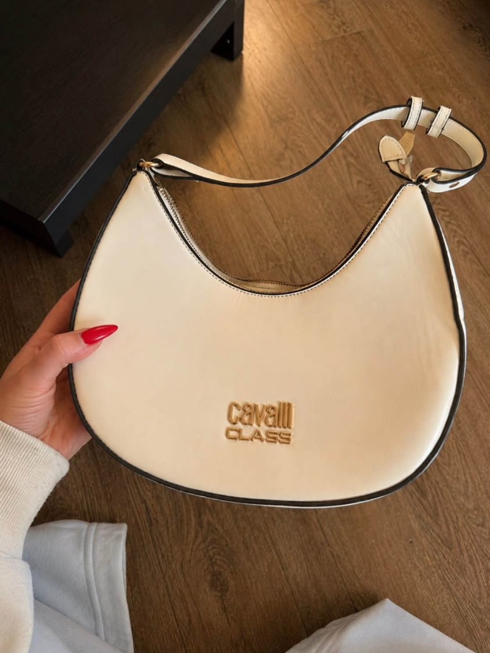 Cavalli Class Cream Shoulder Bag